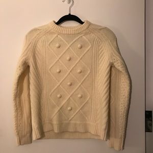 Cream cable knit wool sweater - XXS